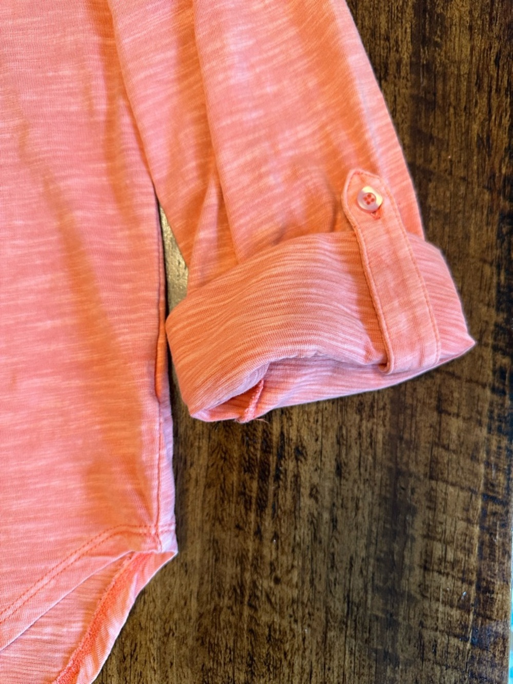 Billy T | Cotton Henley Top with Tab Sleeves in Blush Sun – Size, L - Picture 6 of 9